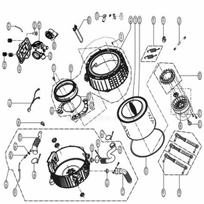 Drum And Tub Assembly Diagram and Parts List for WM3670HWA ABWETUS LG Washer