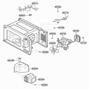 Interior Parts Diagram and Parts List for JES739WD CMWEGEU LG Microwave