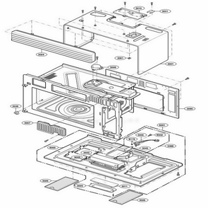 Oven Cavity Parts Diagram and Parts List for JVM1790SK ASBEGEU LG Range