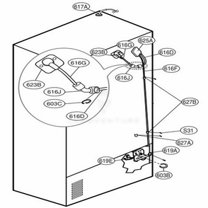 Valve And Water Tube Parts Diagram and Parts List for 71023 ASTCSE2 LG Refrigerator