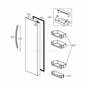 Freezer Compartment 2 Diagram and Parts List for LSXS26326S ASTCNA0 LG Refrigerator