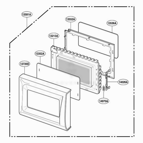 Door Parts Diagram and Parts List for MA6511W CWHEGSE LG Wall Oven