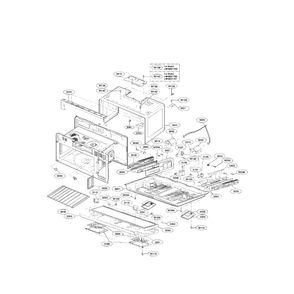 Oven Cavity Assembly Diagram and Parts List for LMHM2017ST 00 LG Microwave