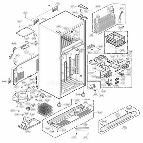 Case Part Diagram and Parts List for LRTN22330SW ASWCLGY LG Refrigerator