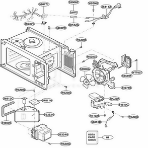 Interior Parts Diagram and Parts List for GLMB186KB AB3EGEU LG Range
