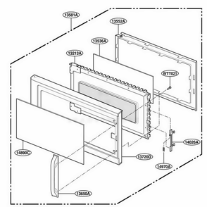 Door Parts Diagram and Parts List for YMH7135XEQ0 WHEWPC LG Range