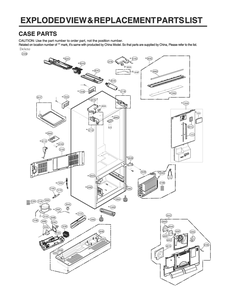 Case Parts Diagram and Parts List for GR-J288NKXM ASBCNA2 LG Refrigerator