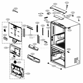 Case Parts Diagram and Parts List for 74407 ASBCSE0 LG Refrigerator