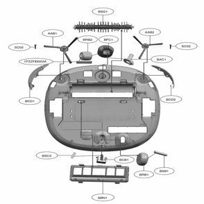 Base Assembly 2 Diagram and Parts List for 048231024341 ARDELGA LG Canister Vacuum