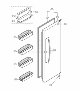 Refrigerator Door Diagram and Parts List for 58822 ASWCSER LG Refrigerator