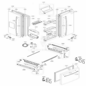 Door Parts Diagram and Parts List for 78412 ASWCSEC LG Refrigerator