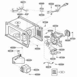 Interior Parts Diagram and Parts List for MT1100SHQ2 M2EWRP LG Range