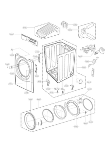 Cabinet And Door Parts Diagram and Parts List for DLGX3571V  LG Dryer