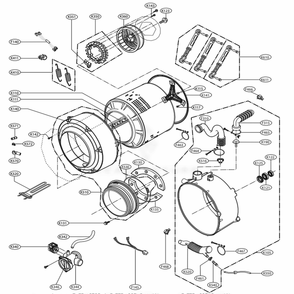 Drum And Tub Assembly Diagram and Parts List for WM2350HSC ATTEECI LG Washer