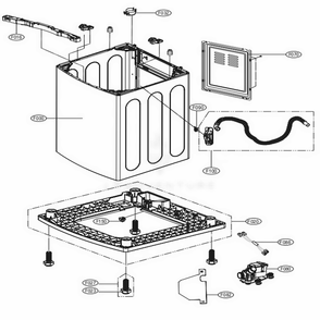 Outer Case Assembly Diagram and Parts List for 048231013635 ASSEEUS LG Washer Dryer Combo