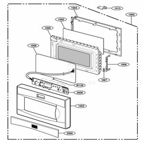 Door Parts Diagram and Parts List for 62299 ABKESEA LG Range