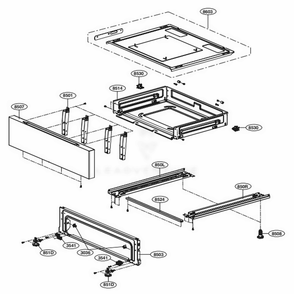 Drawer Parts Diagram and Parts List for LREL6325F FRSLLGA LG Range