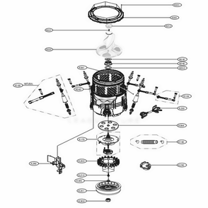 Tub Assembly Diagram and Parts List for WT7305CV ASSETUS LG Washer