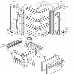 Door Parts Diagram and Parts List for 78543 AST1SER LG Refrigerator