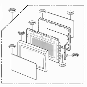Door Parts Diagram and Parts List for 87138 ABSESEC LG Range