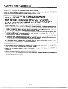 Safety Precautions Diagram and Parts List for MA-1554M  LG Microwave