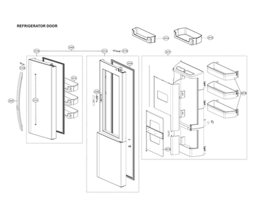 Refrigerator Door Parts Diagram and Parts List for LSXS26466S 01 LG Refrigerator