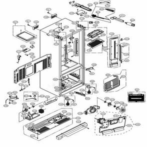 Case Parts Diagram and Parts List for LSFS213ST ASTCNA4 LG Refrigerator