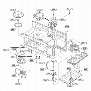 Interior Parts 1 Diagram and Parts List for JVM1542WF AW1EGEU LG Wall Oven