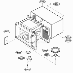 Oven Cavity Parts Diagram and Parts List for 87910 MWESEC LG Range