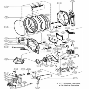 Drum And Motor Assembly Diagram and Parts List for DLG3171W ABWEEUS LG Dryer