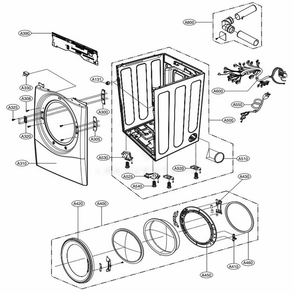 Cabinet And Door Assembly Diagram and Parts List for DLG3181W ABWEEUS LG Dryer