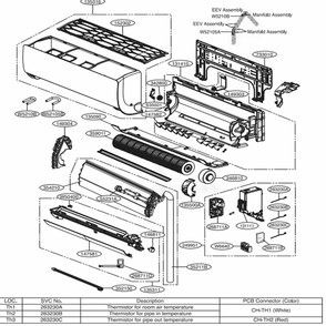 Main Diagram and Parts List for ARNU093SJA4 AMBBLUS LG Air Conditioner