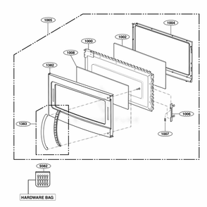 Door Parts Diagram and Parts List for JVM1540DMWW CWHEGEU LG Range