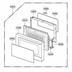 Door Parts Diagram and Parts List for 767 MWESEC LG Wall Oven