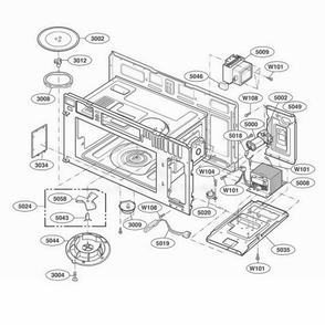 Interior Parts 1 Diagram and Parts List for MV1725W AW1EGSE LG Range