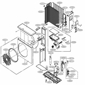 Outdoor Unit Diagram and Parts List for LAU150HYV2 AWHBEUS LG Air Conditioner