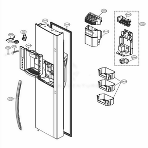 Freezer Door Diagram and Parts List for LSXS26396S ASTCNA0 LG Refrigerator