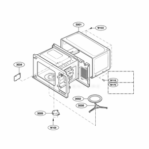 Oven Cavity Parts Diagram and Parts List for 66222 CWHESEA LG Refrigerator