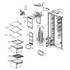 Freezer Compartment Diagram and Parts List for LSXC22396S ASTCNA1 LG Refrigerator