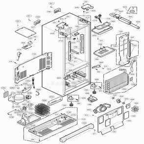 Case Parts Diagram and Parts List for 78544 ABI1SER LG Refrigerator