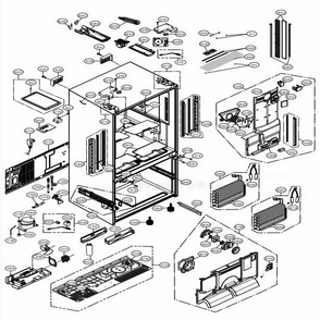 Case Parts Diagram and Parts List for 72193 ASTCSE1 LG Refrigerator