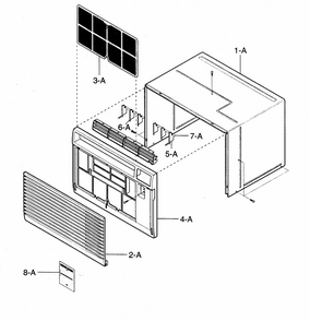 Cabinet/front Grille Assy Diagram and Parts List for 58072104200  Kenmore Air Conditioner