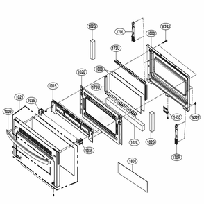Upper Door Parts Diagram and Parts List for LDG4313ST ASTELGA LG Range