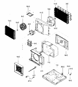 Air Handling/cycle Parts Diagram and Parts List for 58072124300  Kenmore Air Conditioner