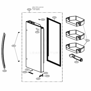 Door Parts 2 Diagram and Parts List for 74407 ASBCSE0 LG Refrigerator
