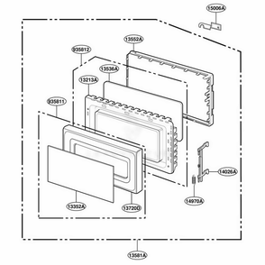 Part Location Diagram of 3581W1A112R LG Gross Door Assembly