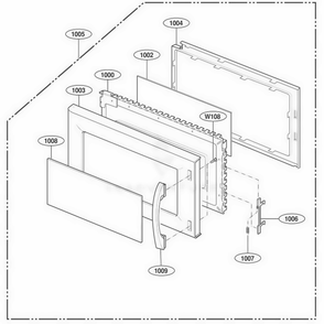 Door Parts Diagram and Parts List for MV1526B CB1ESEG LG Wall Oven