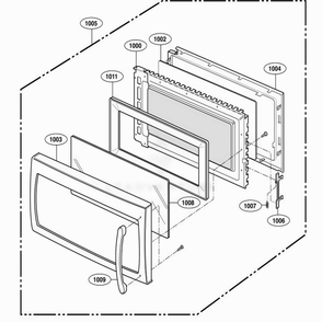 Door Parts Diagram and Parts List for 85130 AWHESEC LG Microwave