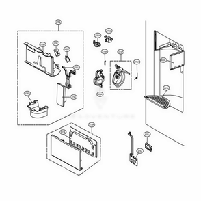 Dispenser Parts Diagram and Parts List for 71079 AWBCSE4 LG Refrigerator