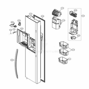 Freezer Door Part Diagram and Parts List for LSXC22396D ASBCNA3 LG Refrigerator